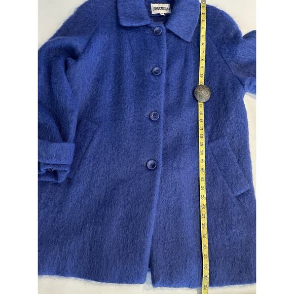 John Caruana Periwinkle Blue Mohair Midi Coat Elegant Winter Outerwear Sz 14 Vtg - Picture 8 of 9